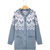 image:imageSidefeel Womens Fair Isle Sweater Long Sleeve Button Up Cardigan with PocketsLight Blue