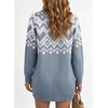 image:imageSidefeel Womens Fair Isle Sweater Long Sleeve Button Up Cardigan with PocketsLight Blue