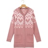 image:imageSidefeel Womens Fair Isle Sweater Long Sleeve Button Up Cardigan with PocketsPink