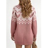 image:imageSidefeel Womens Fair Isle Sweater Long Sleeve Button Up Cardigan with PocketsPink
