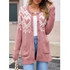 image:imageSidefeel Womens Fair Isle Sweater Long Sleeve Button Up Cardigan with PocketsPink