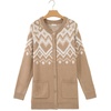 image:imageSidefeel Womens Fair Isle Sweater Long Sleeve Button Up Cardigan with PocketsSmoke Gray