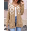 image:imageSidefeel Womens Fair Isle Sweater Long Sleeve Button Up Cardigan with PocketsSmoke Gray