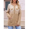 image:imageSidefeel Womens Fair Isle Sweater Long Sleeve Button Up Cardigan with PocketsSmoke Gray