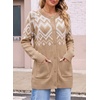image:imageSidefeel Womens Fair Isle Sweater Long Sleeve Button Up Cardigan with PocketsSmoke Gray