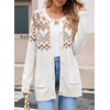 image:imageSidefeel Womens Fair Isle Sweater Long Sleeve Button Up Cardigan with PocketsWhite