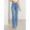 image:imageSidefeel Womens Flare Jeans High Waisted Wide Leg Stretchy Bell Bottom Front Pockets Denim PantsLight Blue