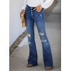 image:imageSidefeel Womens Flare Jeans Ripped High Waisted Bell Bottom Bootcut Wide Leg Denim Pants Blue Size 12