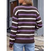 image:imageSidefeel Womens Floral Sweaters Long Sleeve Crewneck Striped 3D Flower Knit Loose Pullover Sweater Going Out TopsCoffee Stripe