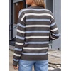 image:imageSidefeel Womens Floral Sweaters Long Sleeve Crewneck Striped 3D Flower Knit Loose Pullover Sweater Going Out TopsGray Stripe