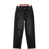 image:imageSidefeel Womens High Waisted Boyfriend Jeans Trendy Ripped Straight Leg Raw Hem Stretchy Ankle Denim PantsBlack