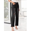 image:imageSidefeel Womens High Waisted Boyfriend Jeans Trendy Ripped Straight Leg Raw Hem Stretchy Ankle Denim PantsBlack