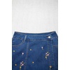 image:imageSidefeel Womens High Waisted Jean Shorts Stretchy Floral Mini Embroidered Wrap Denim Skort with PocketsDark Blue