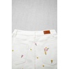 image:imageSidefeel Womens High Waisted Jean Shorts Stretchy Floral Mini Embroidered Wrap Denim Skort with PocketsWhite