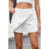 image:imageSidefeel Womens High Waisted Jean Shorts Stretchy Floral Mini Embroidered Wrap Denim Skort with PocketsWhite