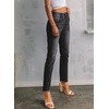 image:imageSidefeel Womens High Waisted Jeans Strechy Fashion Raw Hem Straight Leg Ankle Denim Pants with PocketsBlack