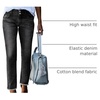 image:imageSidefeel Womens High Waisted Jeans Strechy Fashion Raw Hem Straight Leg Ankle Denim Pants with PocketsBlack