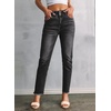 image:imageSidefeel Womens High Waisted Jeans Strechy Fashion Raw Hem Straight Leg Ankle Denim Pants with PocketsBlack