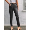 image:imageSidefeel Womens High Waisted Jeans Strechy Fashion Raw Hem Straight Leg Ankle Denim Pants with PocketsBlack