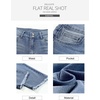 image:imageSidefeel Womens High Waisted Jeans Strechy Fashion Raw Hem Straight Leg Ankle Denim Pants with PocketsBlue