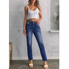 image:imageSidefeel Womens High Waisted Jeans Strechy Fashion Raw Hem Straight Leg Ankle Denim Pants with PocketsBlue