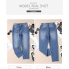 image:imageSidefeel Womens High Waisted Jeans Strechy Fashion Raw Hem Straight Leg Ankle Denim Pants with PocketsBlue