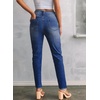 image:imageSidefeel Womens High Waisted Jeans Strechy Fashion Raw Hem Straight Leg Ankle Denim Pants with PocketsBlue
