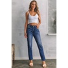 image:imageSidefeel Womens High Waisted Jeans Strechy Fashion Raw Hem Straight Leg Ankle Denim Pants with PocketsBluing