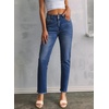 image:imageSidefeel Womens High Waisted Jeans Strechy Fashion Raw Hem Straight Leg Ankle Denim Pants with PocketsBluing