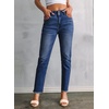 image:imageSidefeel Womens High Waisted Jeans Strechy Fashion Raw Hem Straight Leg Ankle Denim Pants with PocketsBluing