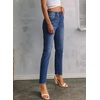 image:imageSidefeel Womens High Waisted Jeans Strechy Fashion Raw Hem Straight Leg Ankle Denim Pants with PocketsBluing