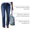 image:imageSidefeel Womens High Waisted Jeans Strechy Fashion Raw Hem Straight Leg Ankle Denim Pants with PocketsBluing