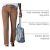 image:imageSidefeel Womens High Waisted Jeans Strechy Fashion Raw Hem Straight Leg Ankle Denim Pants with PocketsBrown