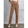 image:imageSidefeel Womens High Waisted Jeans Strechy Fashion Raw Hem Straight Leg Ankle Denim Pants with PocketsBrown