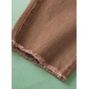 image:imageSidefeel Womens High Waisted Jeans Strechy Fashion Raw Hem Straight Leg Ankle Denim Pants with PocketsBrown