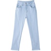 image:imageSidefeel Womens High Waisted Jeans Strechy Fashion Raw Hem Straight Leg Ankle Denim Pants with PocketsL Light Blue