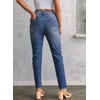 image:imageSidefeel Womens High Waisted Jeans Strechy Fashion Raw Hem Straight Leg Ankle Denim Pants with PocketsLight Blue