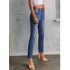 image:imageSidefeel Womens High Waisted Jeans Strechy Fashion Raw Hem Straight Leg Ankle Denim Pants with PocketsLight Blue
