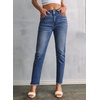 image:imageSidefeel Womens High Waisted Jeans Strechy Fashion Raw Hem Straight Leg Ankle Denim Pants with PocketsLight Blue