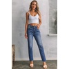 image:imageSidefeel Womens High Waisted Jeans Strechy Fashion Raw Hem Straight Leg Ankle Denim Pants with PocketsLight Blue