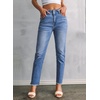 image:imageSidefeel Womens High Waisted Jeans Strechy Fashion Raw Hem Straight Leg Ankle Denim Pants with PocketsMist Blue