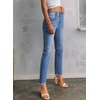 image:imageSidefeel Womens High Waisted Jeans Strechy Fashion Raw Hem Straight Leg Ankle Denim Pants with PocketsMist Blue