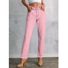 image:imageSidefeel Womens High Waisted Jeans Strechy Fashion Raw Hem Straight Leg Ankle Denim Pants with PocketsPink