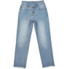 image:imageSidefeel Womens High Waisted Jeans Strechy Fashion Raw Hem Straight Leg Ankle Denim Pants with PocketsReal Teal