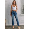 image:imageSidefeel Womens High Waisted Jeans Strechy Fashion Raw Hem Straight Leg Ankle Denim Pants with PocketsSail Blue