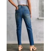 image:imageSidefeel Womens High Waisted Jeans Strechy Fashion Raw Hem Straight Leg Ankle Denim Pants with PocketsSail Blue