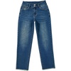 image:imageSidefeel Womens High Waisted Jeans Strechy Fashion Raw Hem Straight Leg Ankle Denim Pants with PocketsSail Blue