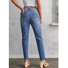 image:imageSidefeel Womens High Waisted Jeans Strechy Fashion Raw Hem Straight Leg Ankle Denim Pants with PocketsSky Blue