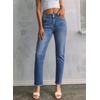 image:imageSidefeel Womens High Waisted Jeans Strechy Fashion Raw Hem Straight Leg Ankle Denim Pants with PocketsSky Blue