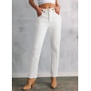 image:imageSidefeel Womens High Waisted Jeans Strechy Fashion Raw Hem Straight Leg Ankle Denim Pants with PocketsWhite